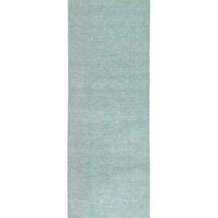 Overdye 2' 8" X 9' 3" Hand Knotted Wool Rug 2' 8" X 9' 3" (81 X 282) / Green / Wool