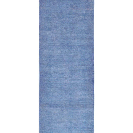Overdye 2' 11" X 9' 2" Hand Knotted Wool Rug 2' 11" X 9' 2" (89 X 280) / Blue / Wool