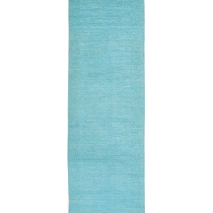 Overdye 2' 10" X 10' 2" Hand Knotted Wool Rug 2' 10" X 10' 2" (86 X 310) / Teal / Wool