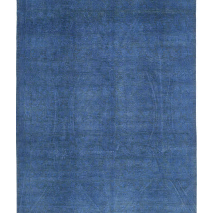 Overdye 9' 10" X 13' 9" Hand Knotted Wool Rug 9' 10" X 13' 9" (300 X 419) / Blue / Wool