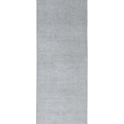 Overdye 3' 1" X 9' 6" Hand Knotted Wool Rug 3' 1" X 9' 6" (94 X 290) / Grey / Wool