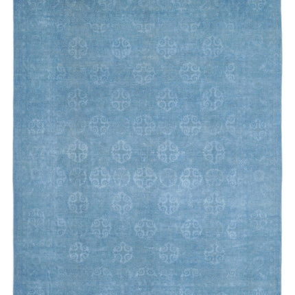 Overdye 9' 10" X 12' 7" Hand Knotted Wool Rug 9' 10" X 12' 7" (300 X 383) / Blue / Wool