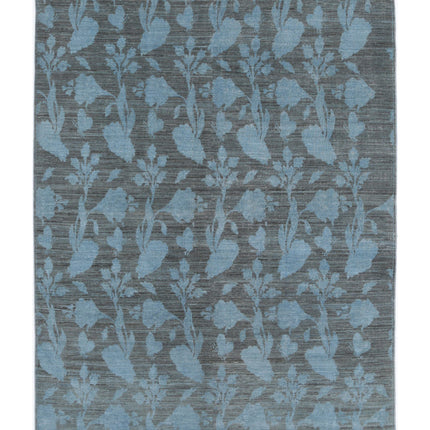 Overdye 5' 4" X 7' 8" Hand Knotted Wool Rug 5' 4" X 7' 8" (162 X 234) / Blue / Wool