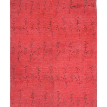 Overdye 5' 11" X 8' 8" Hand Knotted Wool Rug 5' 11" X 8' 8" (180 X 264) / Red / Wool