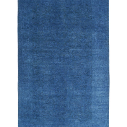 Overdye 5' 11" X 9' 9" Hand Knotted Wool Rug 5' 11" X 9' 9" (180 X 297) / Blue / Wool
