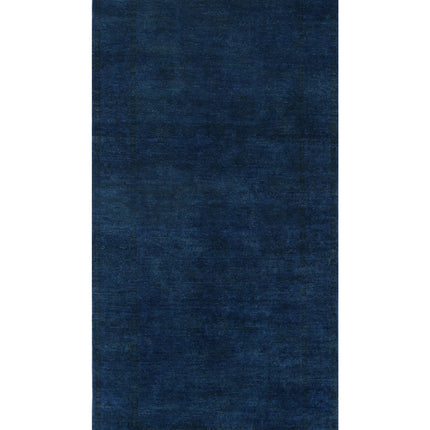 Overdye 5' 9" X 11' 9" Hand Knotted Wool Rug 5' 9" X 11' 9" (175 X 358) / Blue / Wool