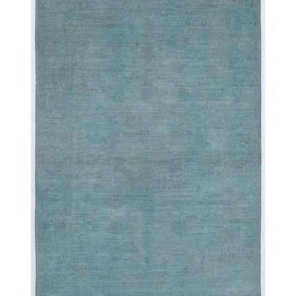 Overdye 4' 0" X 5' 11" Hand Knotted Wool Rug 4' 0" X 5' 11" (122 X 180) / Green / Wool