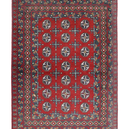 Revival 3' 5" X 4' 10" Hand Knotted Wool Rug 3' 5" X 4' 10" (104 X 147) / Red / Wool