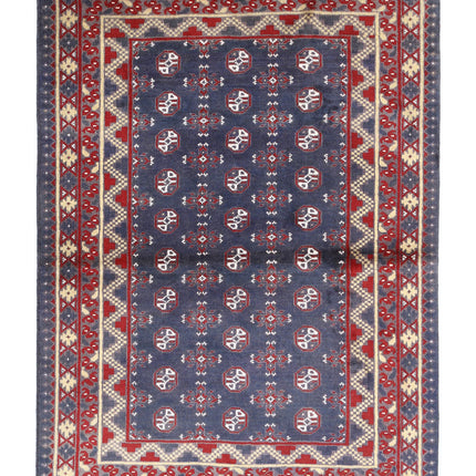 Revival 4' 1" X 5' 9" Hand Knotted Wool Rug 4' 1" X 5' 9" (124 X 175) / Blue / Wool