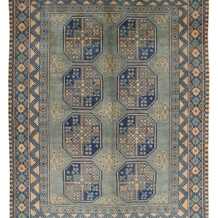 Revival 5' 0" X 6' 6" Hand Knotted Wool Rug 5' 0" X 6' 6" (152 X 198) / Green / Wool