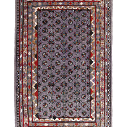 Revival 5' 4" X 8' 1" Hand Knotted Wool Rug 5' 4" X 8' 1" (162 X 246) / Purple / Wool