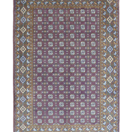 Revival 6' 6" X 9' 7" Hand Knotted Wool Rug 6' 6" X 9' 7" (198 X 292) / Purple / Wool