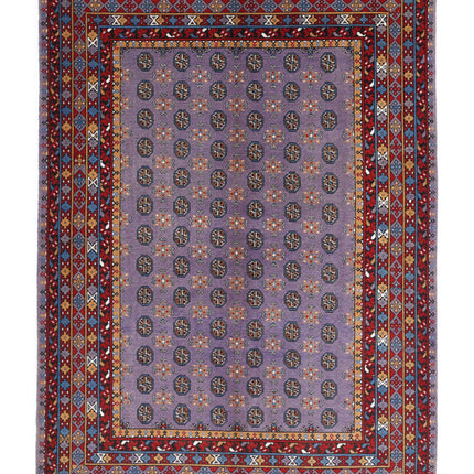 Revival 6' 6" X 9' 3" Hand Knotted Wool Rug 6' 6" X 9' 3" (198 X 282) / Purple / Wool