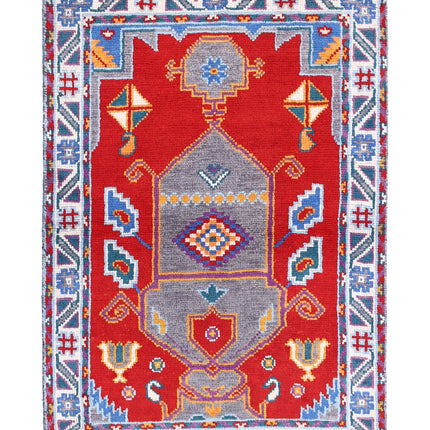Revival 2' 8" X 3' 11" Hand Knotted Wool Rug 2' 8" X 3' 11" (81 X 119) / Red / Wool