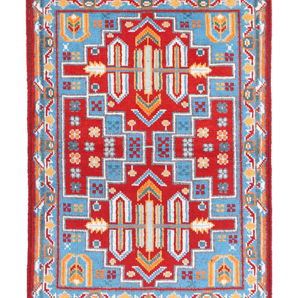 Revival 2' 8" X 3' 11" Hand Knotted Wool Rug 2' 8" X 3' 11" (81 X 119) / Red / Wool