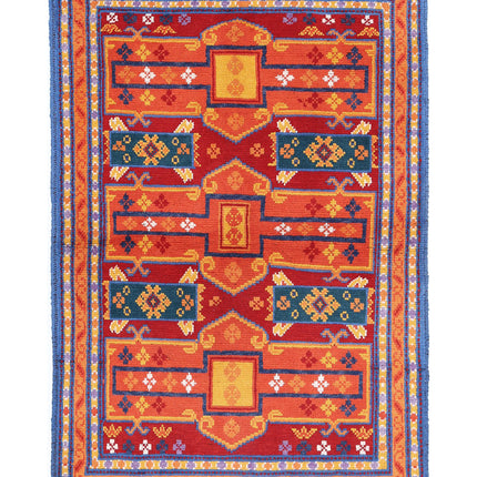 Revival 3' 3" X 4' 10" Hand Knotted Wool Rug 3' 3" X 4' 10" (99 X 147) / Red / Wool