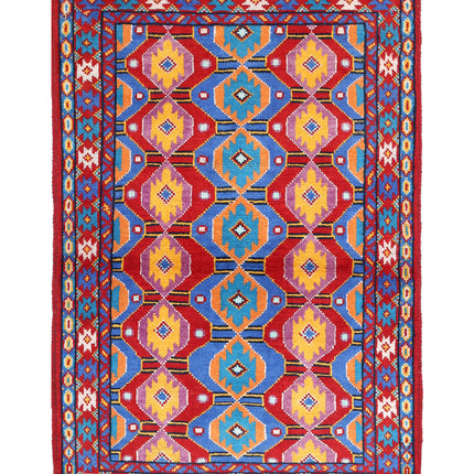 Revival 3' 2" X 4' 10" Hand Knotted Wool Rug 3' 2" X 4' 10" (97 X 147) / Red / Wool