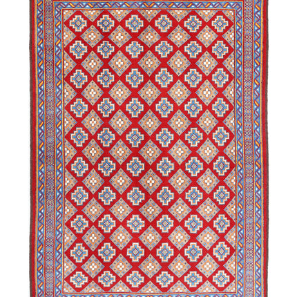 Revival 5' 5" X 7' 10" Hand Knotted Wool Rug 5' 5" X 7' 10" (165 X 239) / Red / Wool