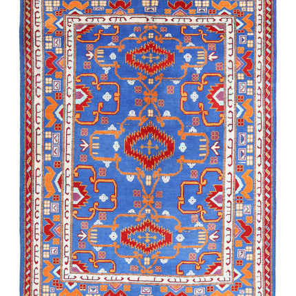 Revival 5' 10" X 7' 7" Hand Knotted Wool Rug 5' 10" X 7' 7" (178 X 231) / Blue / Wool