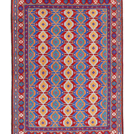 Revival 5' 9" X 8' 1" Hand Knotted Wool Rug 5' 9" X 8' 1" (175 X 246) / Red / Wool
