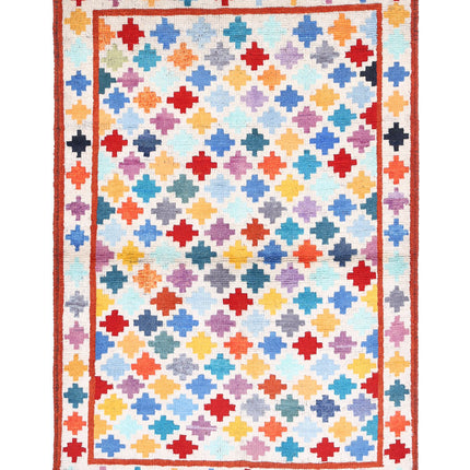 Revival 3' 4" X 5' 0" Hand Knotted Wool Rug 3' 4" X 5' 0" (101 X 152) / Ivory / Wool