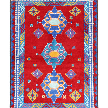 Revival 3' 0" X 4' 10" Hand Knotted Wool Rug 3' 0" X 4' 10" (91 X 147) / Red / Wool