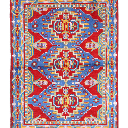 Revival 3' 3" X 4' 9" Hand Knotted Wool Rug 3' 3" X 4' 9" (99 X 145) / Red / Wool