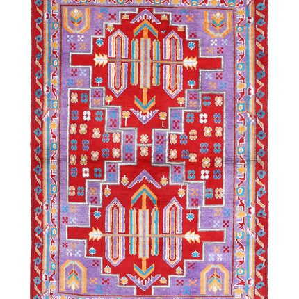 Revival 3' 11" X 6' 0" Hand Knotted Wool Rug 3' 11" X 6' 0" (119 X 183) / Red / Wool