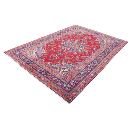 Sabzebar 6' 5" X 9' 3" Hand Knotted Wool Rug 6' 5" X 9' 3" (196 X 282) / Red / Blue