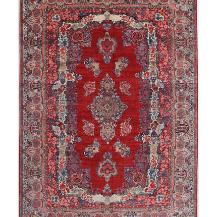 Sarouk 12' 2" X 17' 3" Hand Knotted Wool Rug 12' 2" X 17' 3" (371 X 526) / Red / Wool