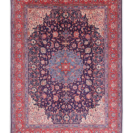 Sarouk 9' 9" X 13' 2" Hand Knotted Wool Rug 9' 9" X 13' 2" (297 X 401) / Blue / Wool