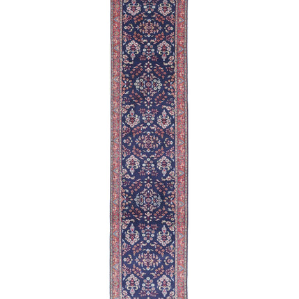 Sarouk 2' 6" X 12' 6" Hand Knotted Wool Rug 2' 6" X 12' 6" (76 X 381) / Blue / Wool