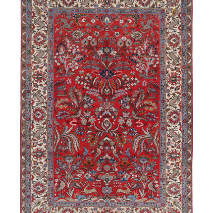 Sarouk 6' 3" X 9' 3" Hand Knotted Wool Rug 6' 3" X 9' 3" (191 X 282) / Red / Wool