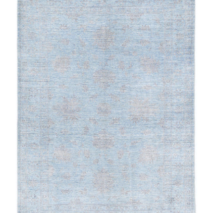 Serenity 4' 1" X 5' 8" Hand Knotted Wool Rug 4' 1" X 5' 8" (124 X 173) / Blue / Wool