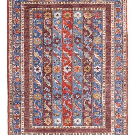 Shaal 5' 0" X 6' 7" Hand Knotted Wool Rug 5' 0" X 6' 7" (152 X 201) / Red / Wool