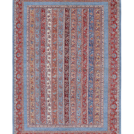 Shaal 6' 7" X 9' 6" Hand Knotted Wool Rug 6' 7" X 9' 6" (201 X 290) / Blue / Wool
