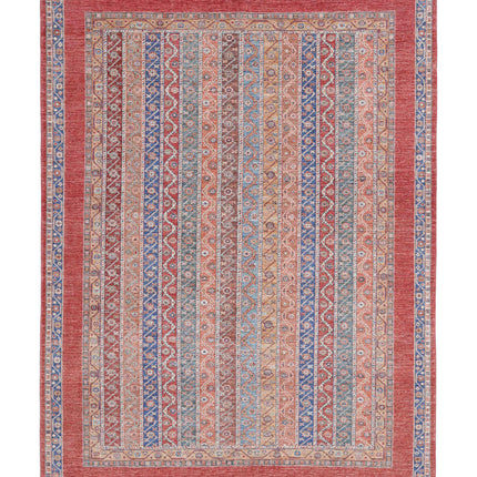 Shaal 6' 7" X 9' 5" Hand Knotted Wool Rug 6' 7" X 9' 5" (201 X 287) / Red / Wool