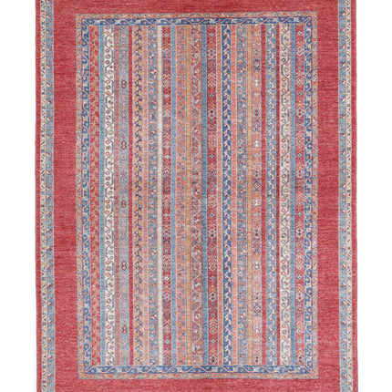 Shaal 5' 9" X 7' 9" Hand Knotted Wool Rug 5' 9" X 7' 9" (175 X 236) / Red / Wool
