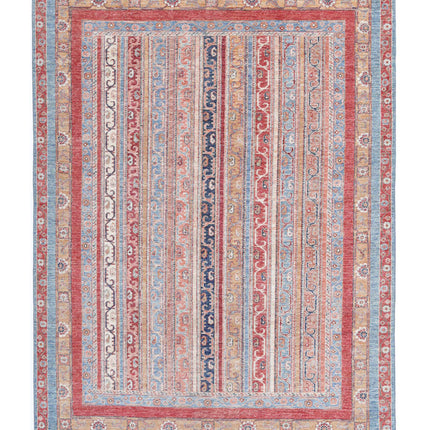 Shaal 5' 7" X 7' 10" Hand Knotted Wool Rug 5' 7" X 7' 10" (170 X 239) / Blue / Wool