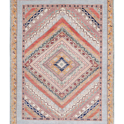 Shaal 4' 10" X 6' 8" Hand Knotted Wool Rug 4' 10" X 6' 8" (147 X 203) / Blue / Wool