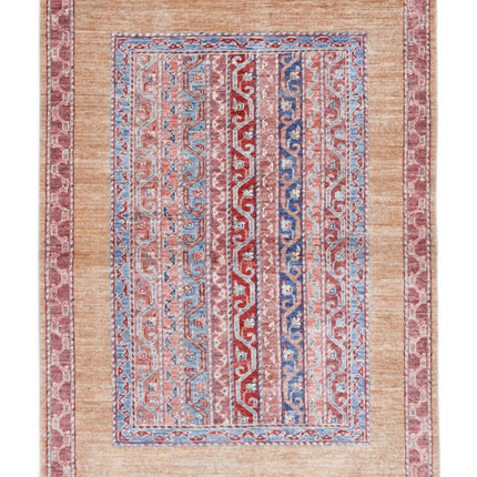 Shaal 3' 4" X 4' 8" Hand Knotted Wool Rug 3' 4" X 4' 8" (101 X 142) / Gold / Wool