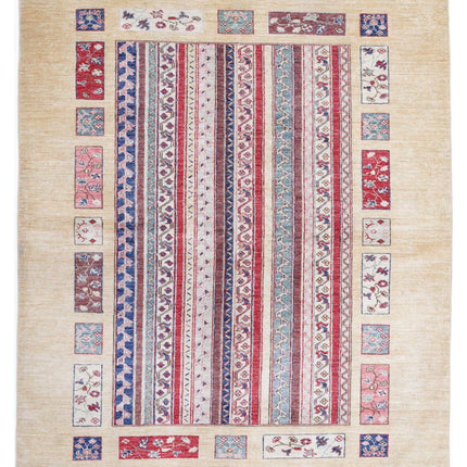 Shaal 4' 11" X 6' 4" Hand Knotted Wool Rug 4' 11" X 6' 4" (150 X 193) / Multi / Wool