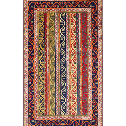 Shaal 4' 1" X 7' 7" Hand Knotted Wool Rug 4' 1" X 7' 7" (124 X 231) / Multi / Wool