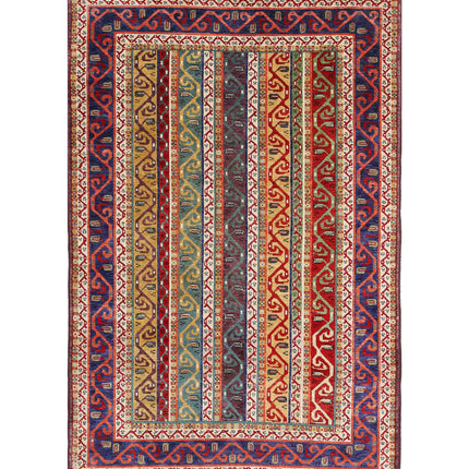 Shaal 4' 2" X 6' 6" Hand Knotted Wool Rug 4' 2" X 6' 6" (127 X 198) / Multi / Wool