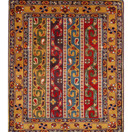 Shaal 3' 2" X 4' 1" Hand Knotted Wool Rug 3' 2" X 4' 1" (97 X 124) / Multi / Wool