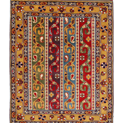 Shaal 3' 1" X 4' 2" Hand Knotted Wool Rug 3' 1" X 4' 2" (94 X 127) / Multi / Wool