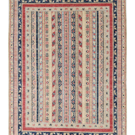 Shaal 4' 10" X 6' 7" Hand Knotted Wool Rug 4' 10" X 6' 7" (147 X 201) / Multi / Wool