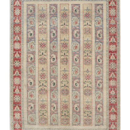 Shaal 4' 2" X 5' 9" Hand Knotted Wool Rug 4' 2" X 5' 9" (127 X 175) / Ivory / Wool