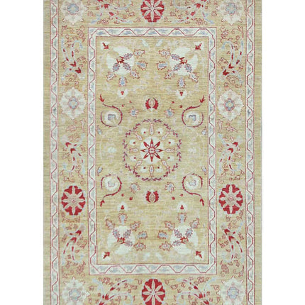 Suzani 5' 4" X 8' 8" Hand Knotted Wool Rug 5' 4" X 8' 8" (162 X 264) / Gold / Wool
