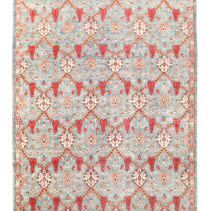 Suzani 8' 1" X 10' 9" Hand Knotted Wool Rug 8' 1" X 10' 9" (246 X 328) / Teal / Wool